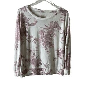 Chaser‎ Semaj Scoop Neck Floral Knit Top size small pink white
